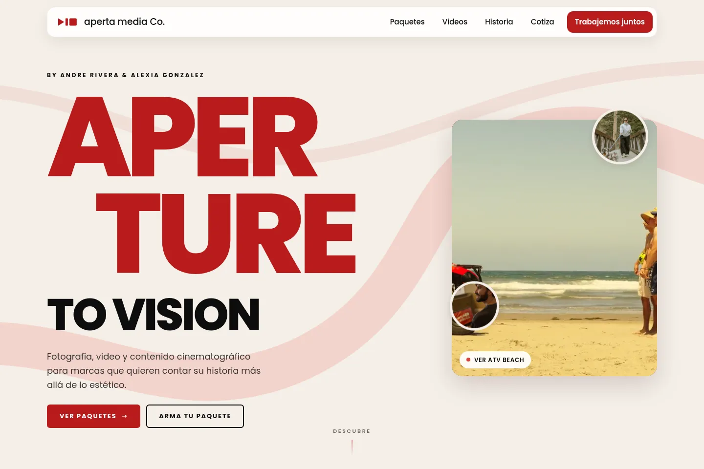 Screenshot of the Aperta Media Co. home page